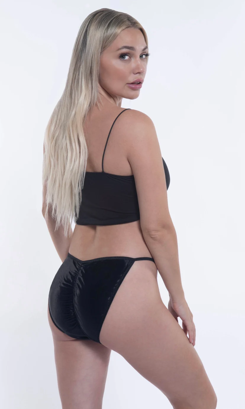 Hi-Cut Ruched Satin String Bikini - Image 2